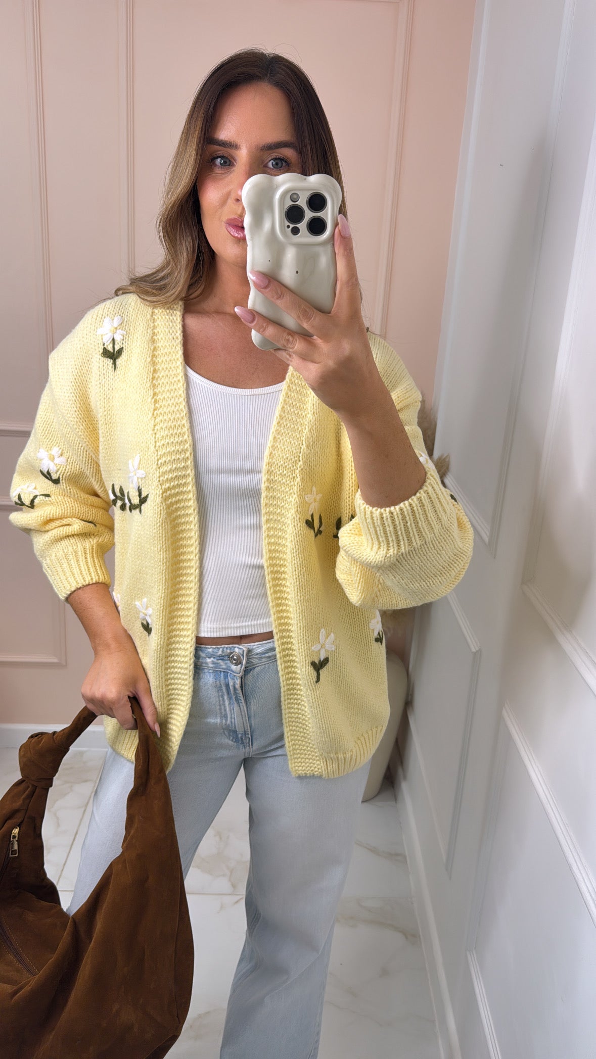 CHLOE lemon daisy knit cardigan