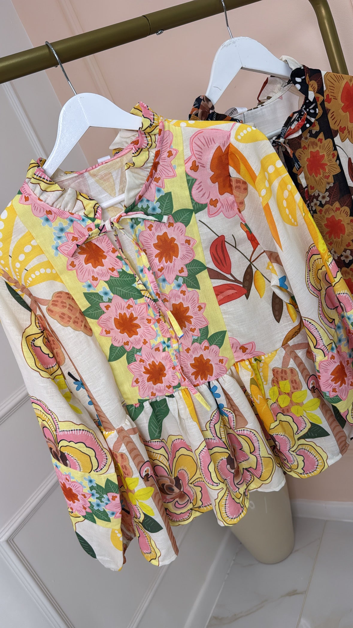 SADIE yellow floral tiered blouse