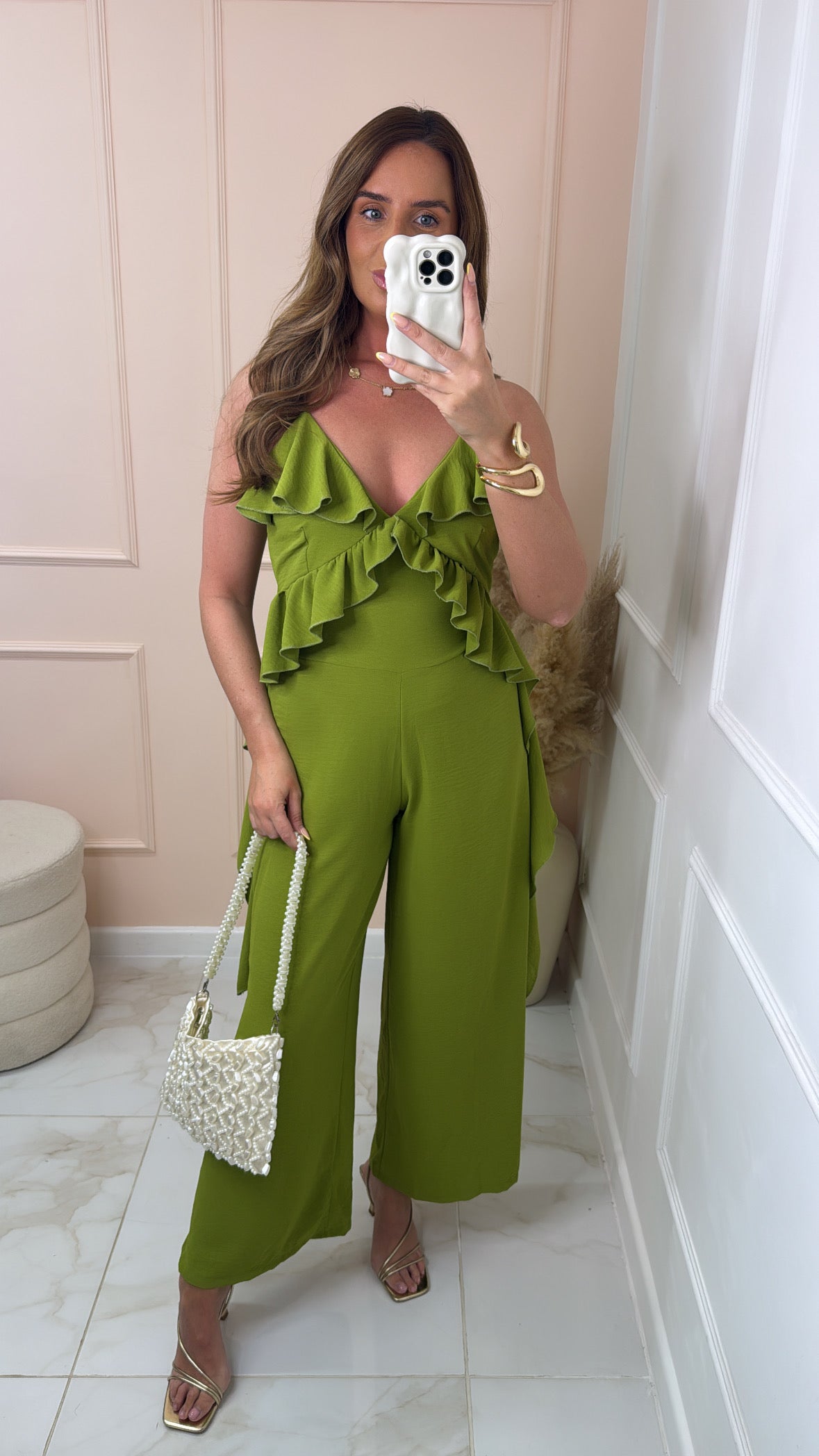 TANYA lime frill jumpsuit