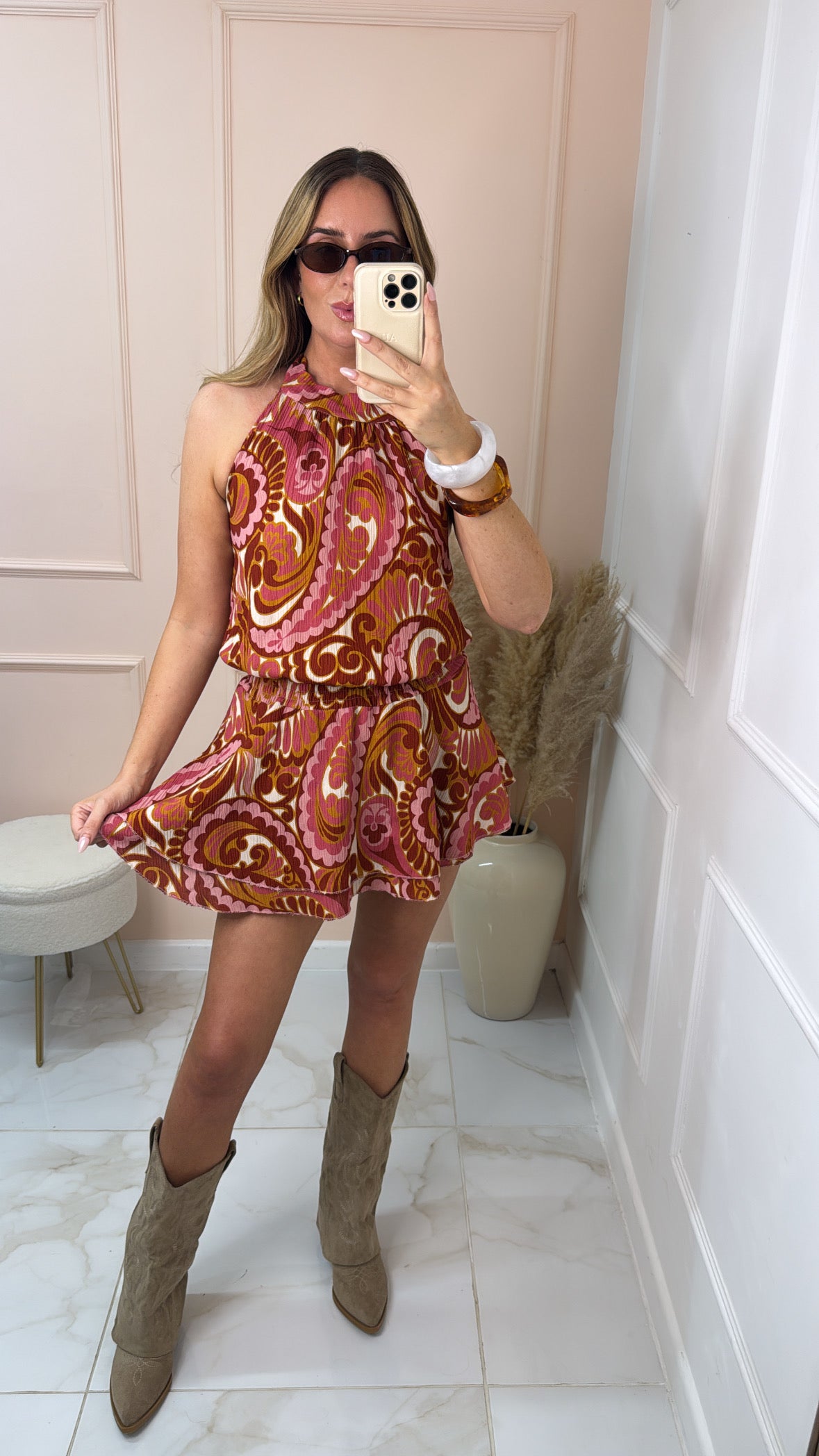 REYA abstract rara boho mini dress