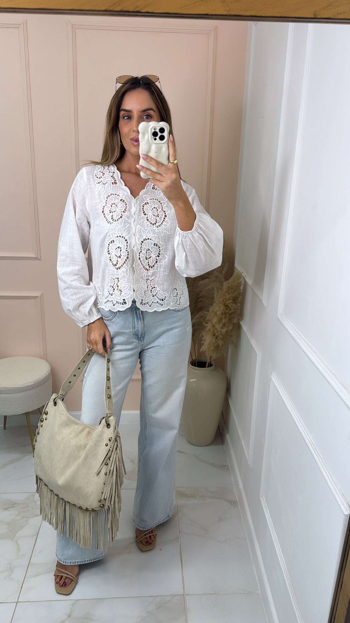 KAITLYN white broderie blouse