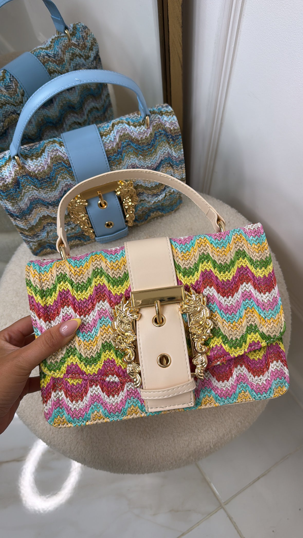 LIZZIE multi pattern buckle detail grab bag