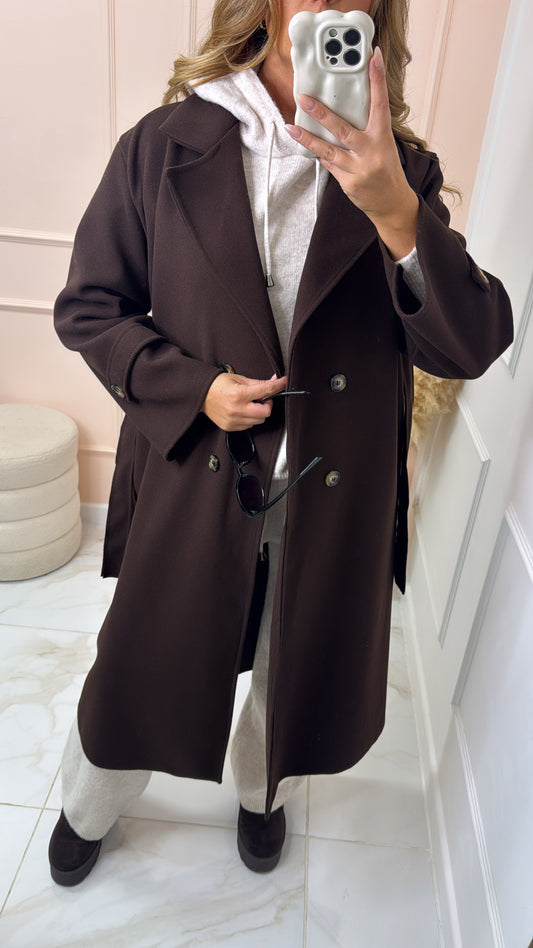 MORGAN brown collar belted trench coat