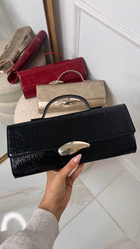 KAYLEE black patent croc effect bag