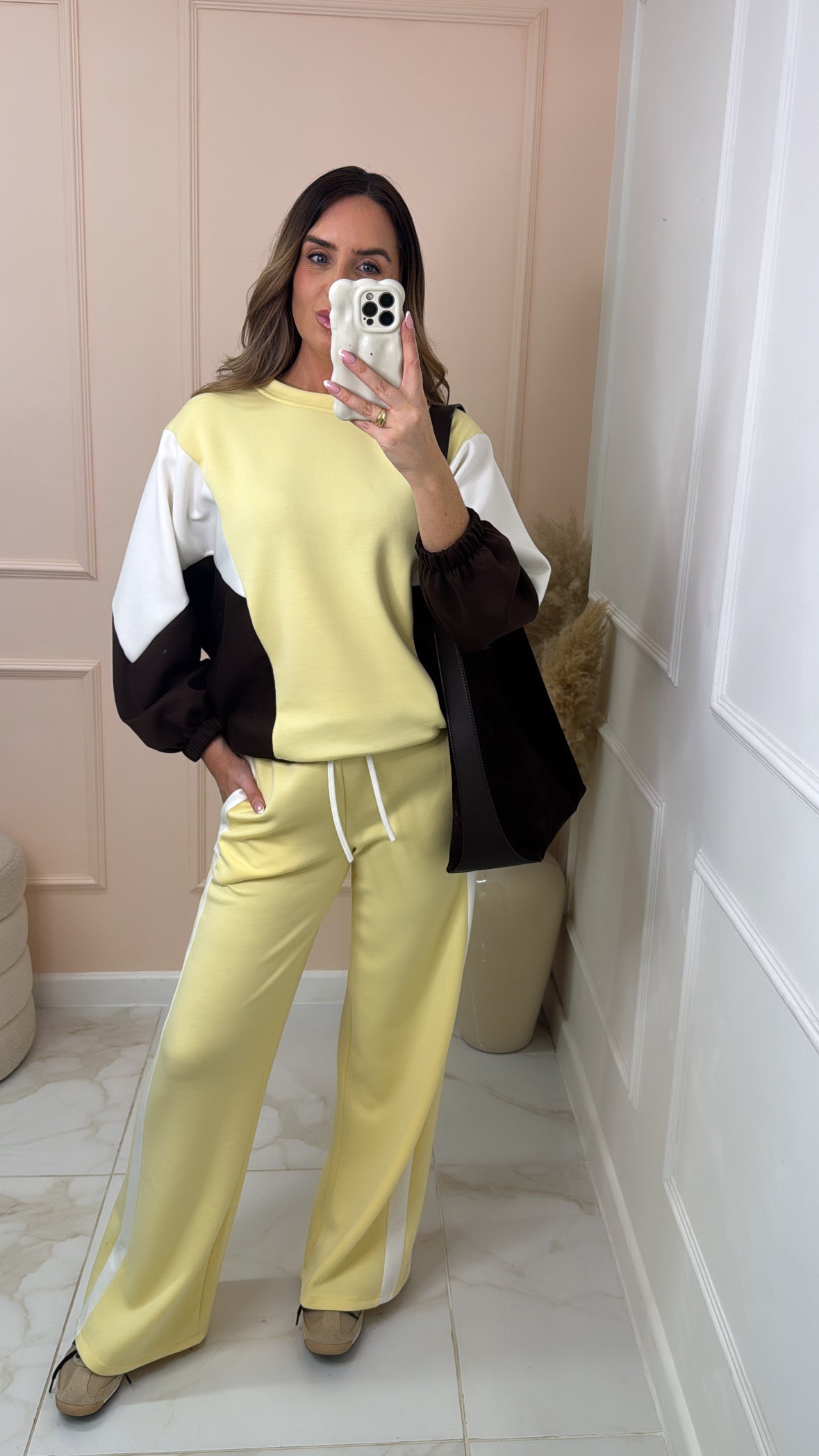 ELOUISE lemon colour block lounge set