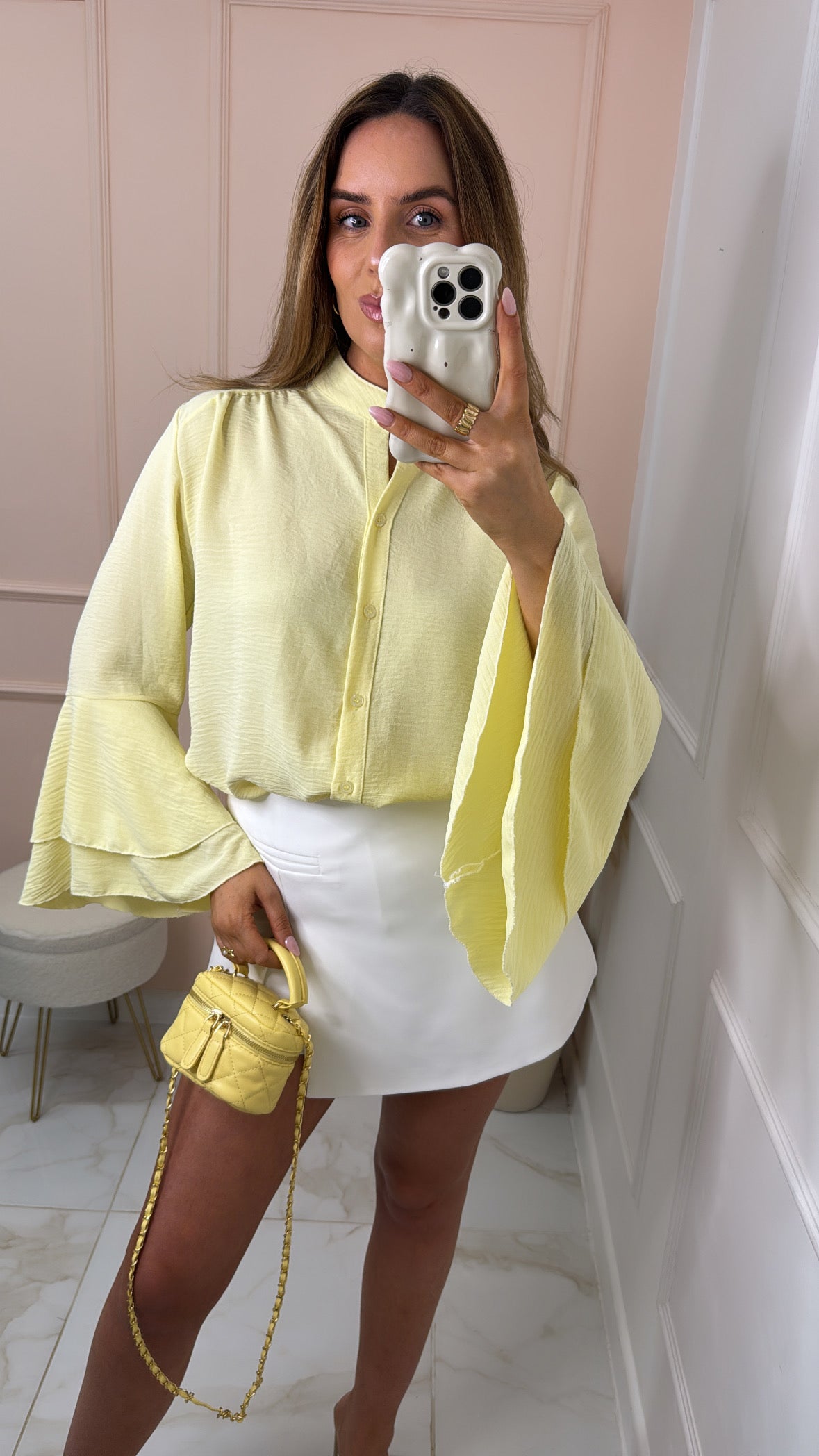 EMILIA lemon frill sleeve blouse