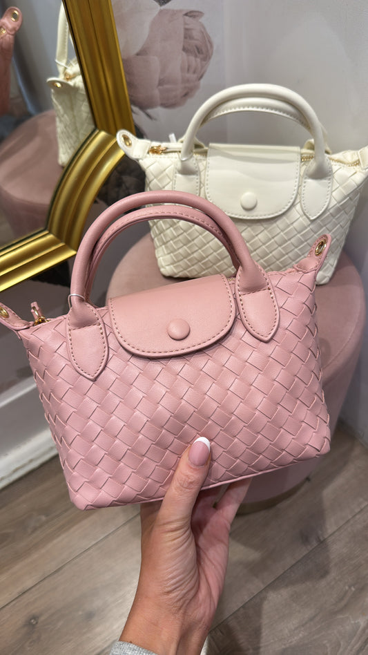 ABBIE pink woven grab bag