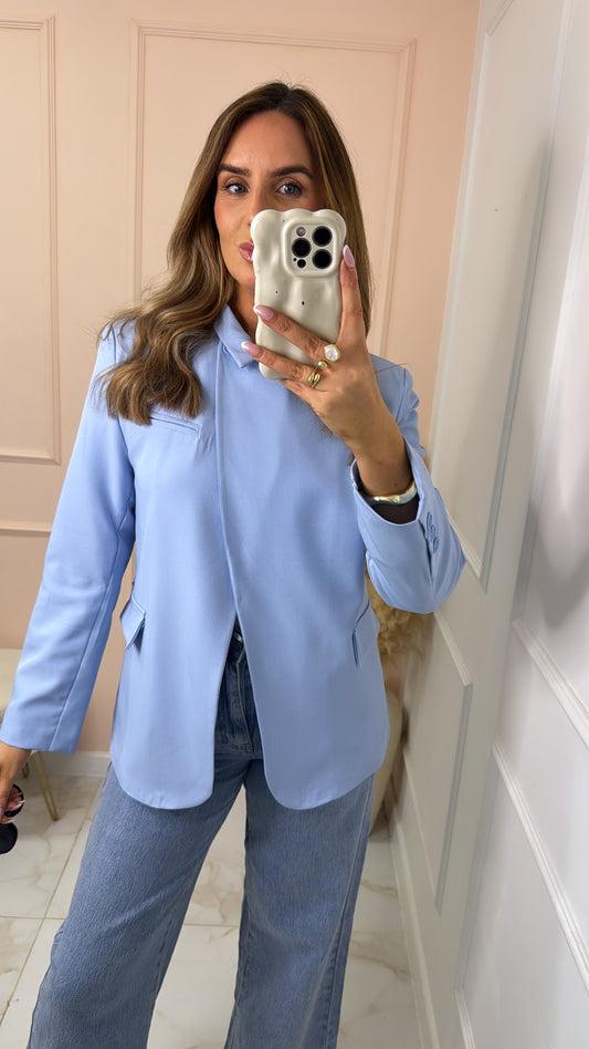 LOTTIE powder blue wrap over blazer