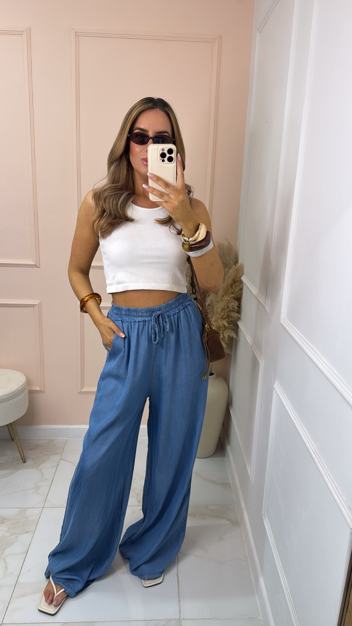 MACIE denim drawstring trousers