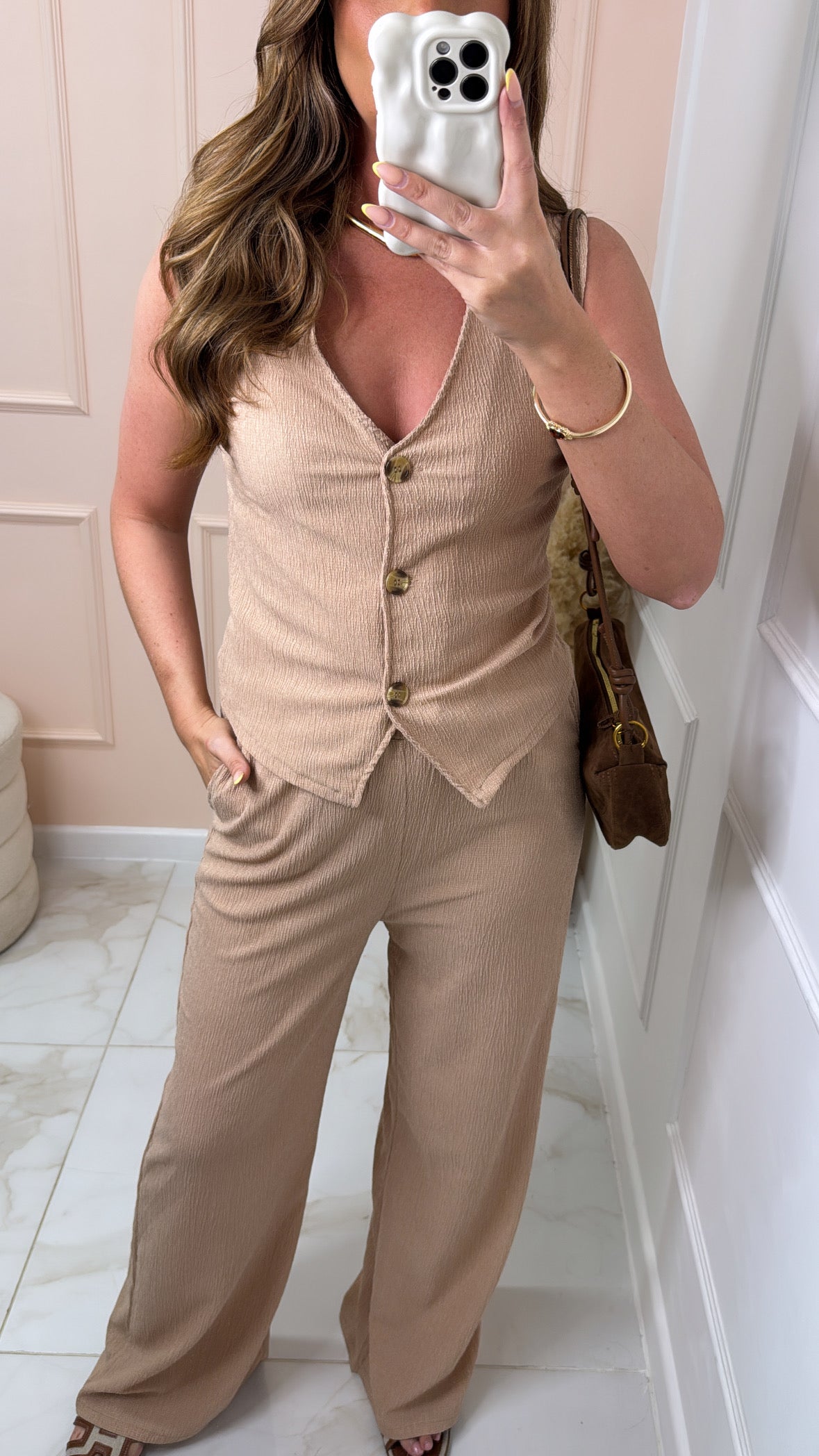 LILLIAN camel wiastcoat trouser set