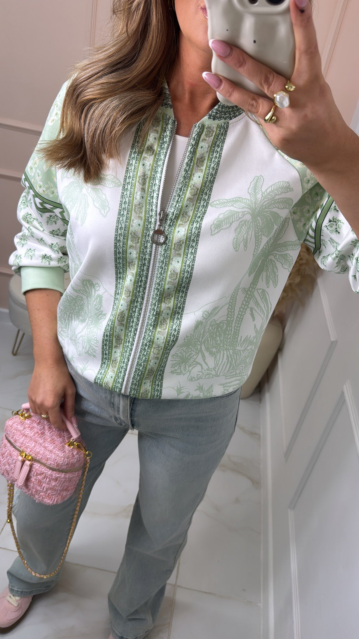 DARYL mint printed bomber jacket