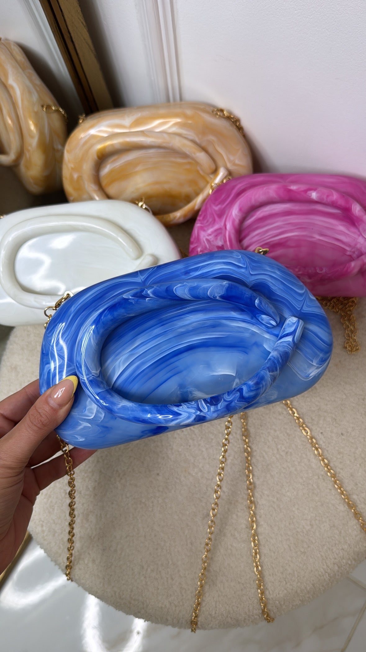 ESME blue marble effect bag