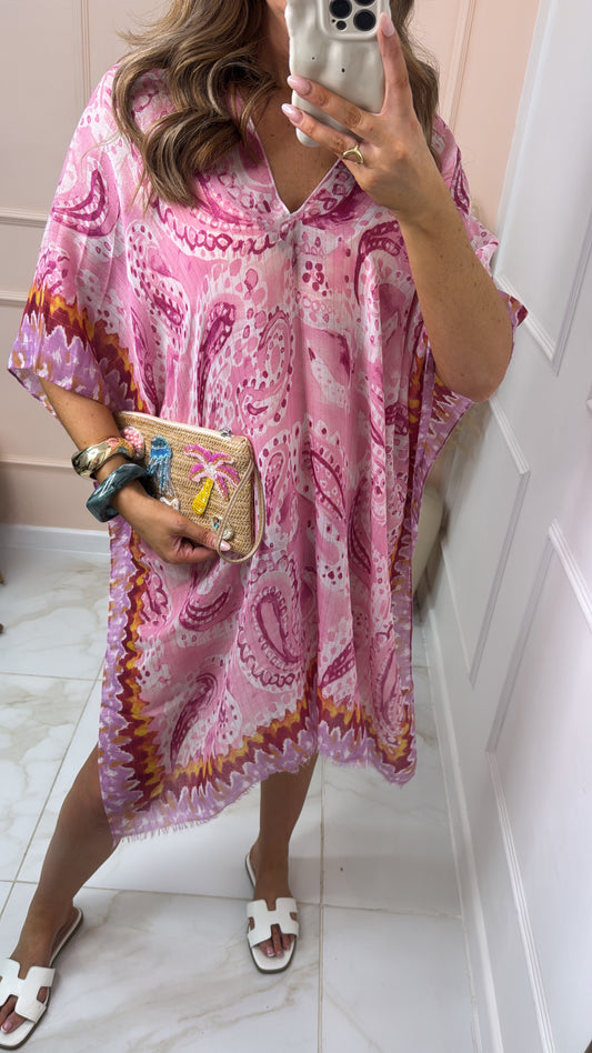 NELLY pink printed silky cover up