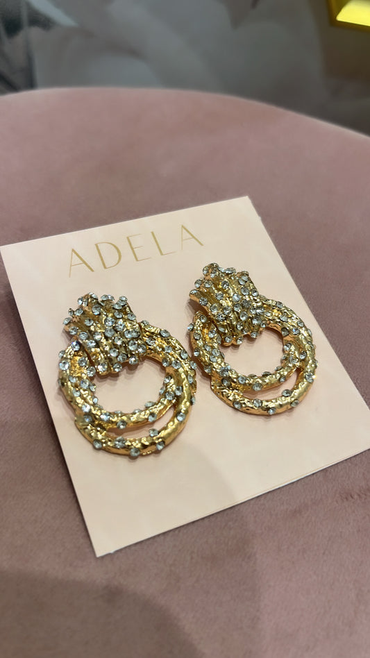 ORLA gold diamanté knot earrings