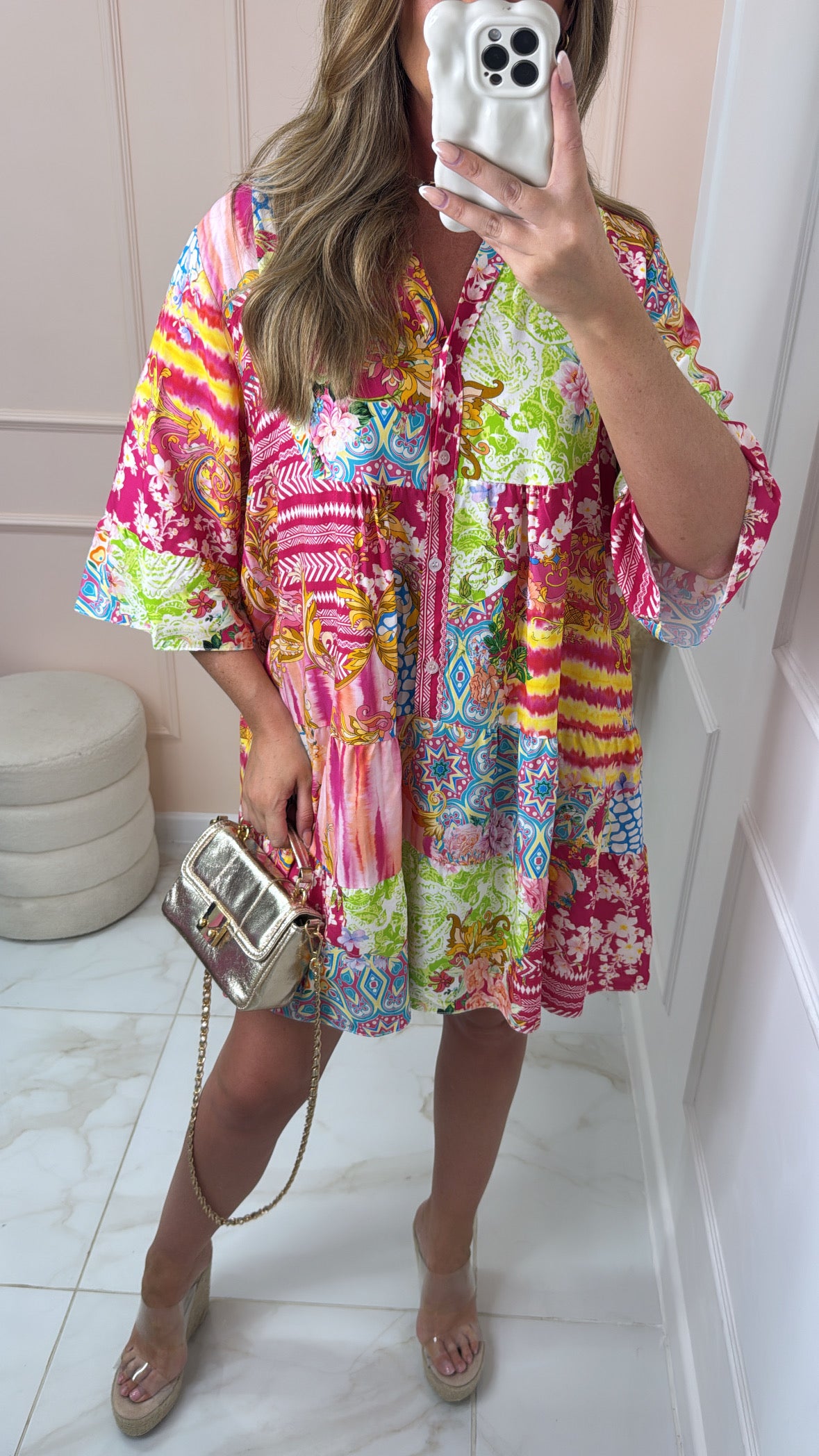 MARTHA pink paisley smock dress