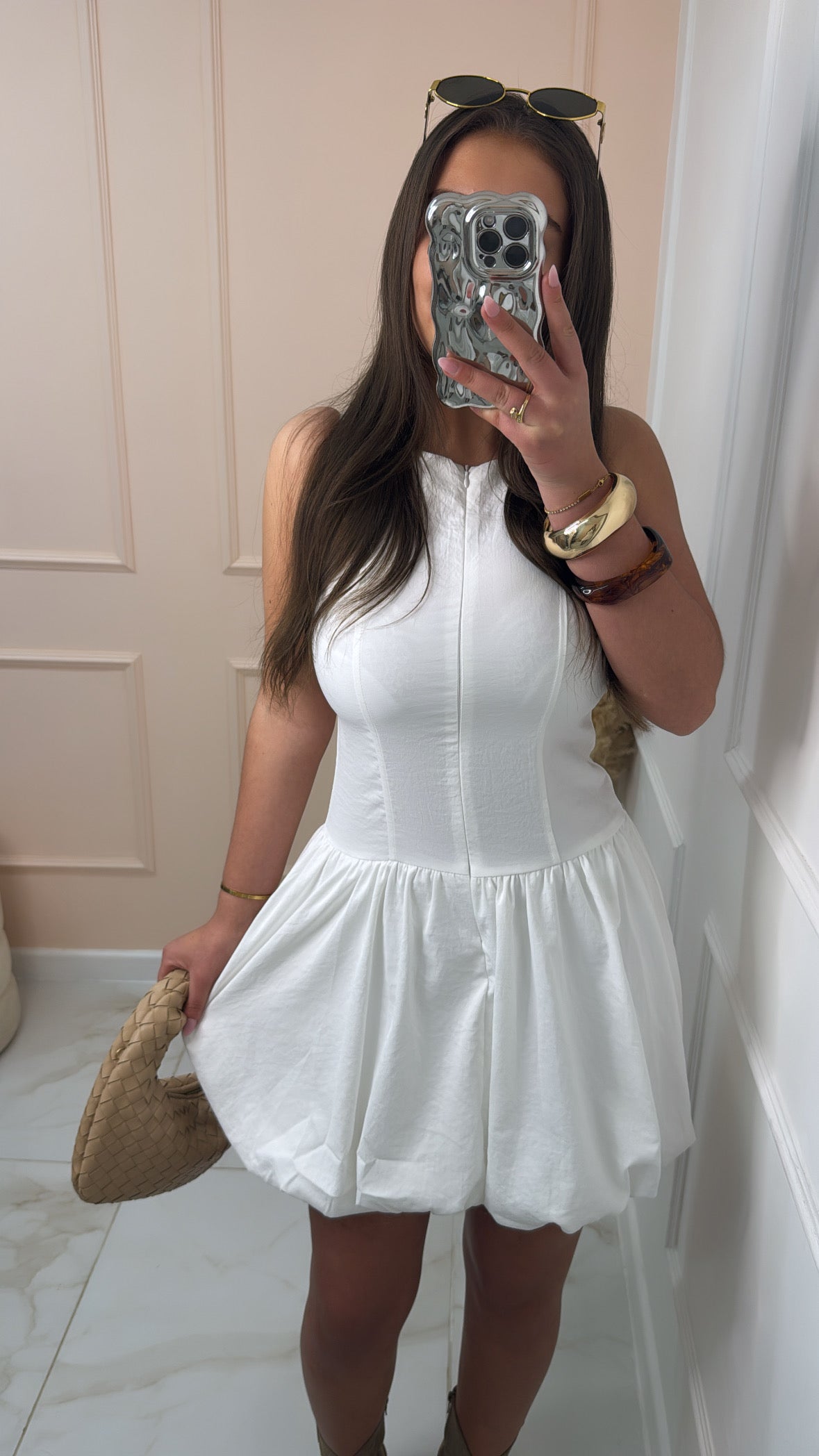 ESME white balloon mini dress
