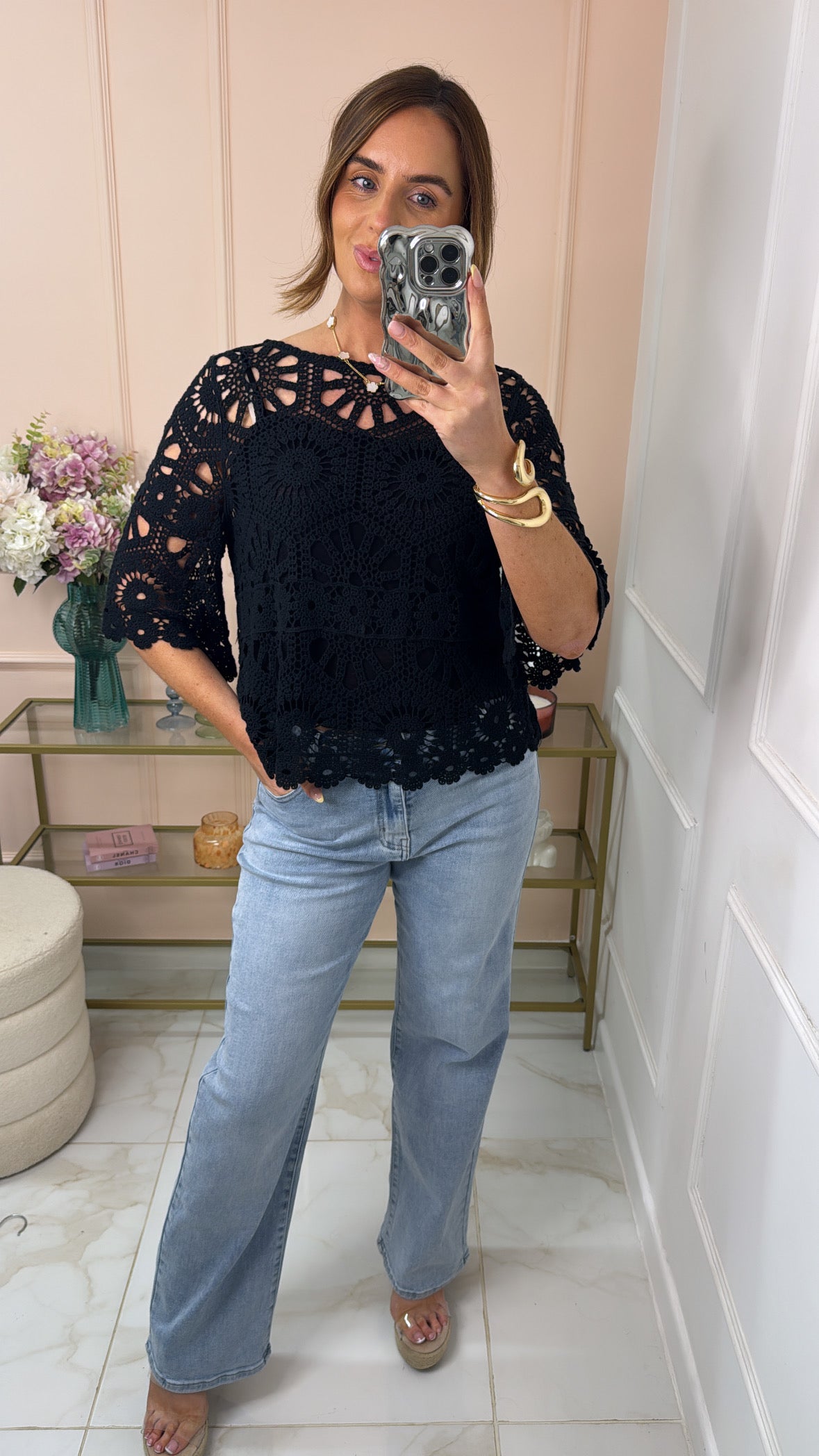 SHAE black crochet top