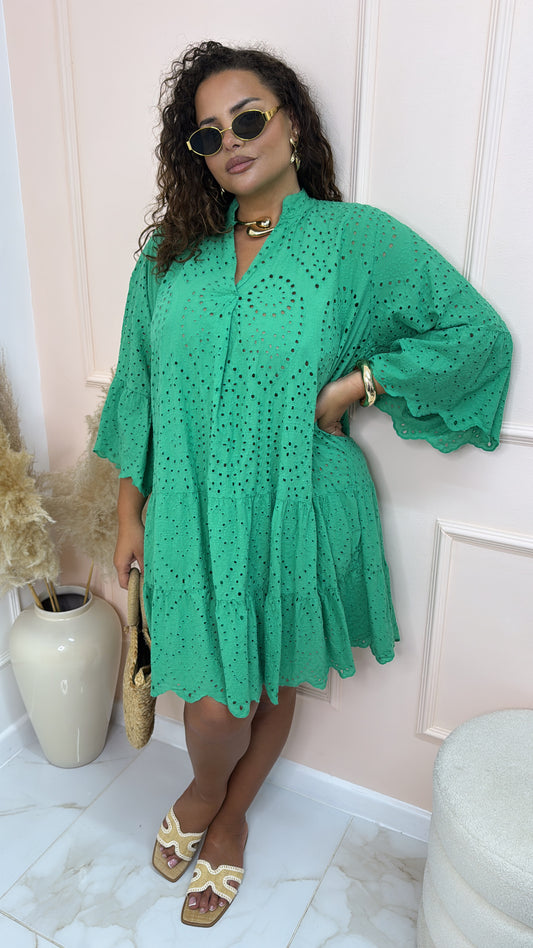 ZOE green broderie dress