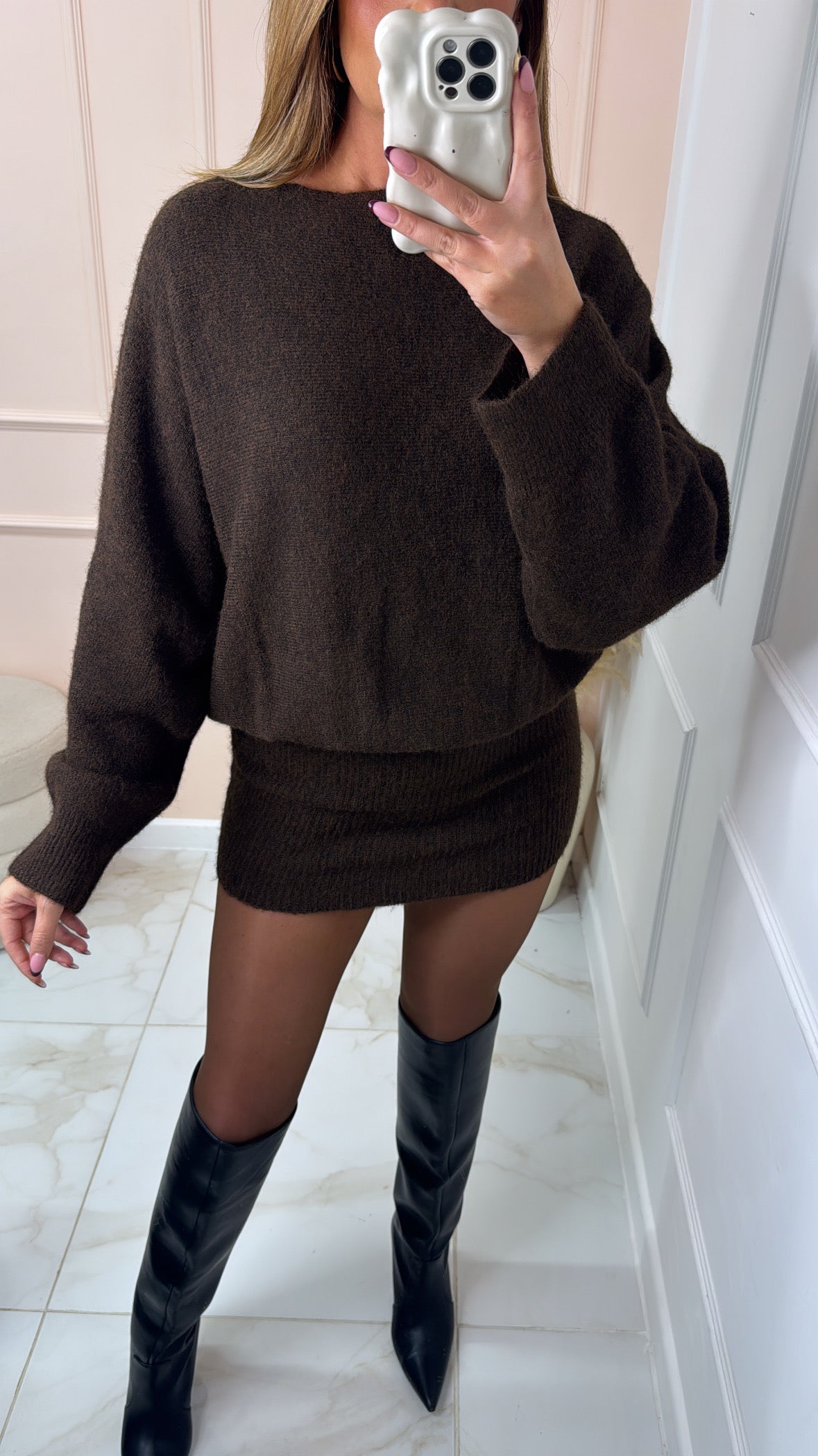 CAMILLA brown jumper dress