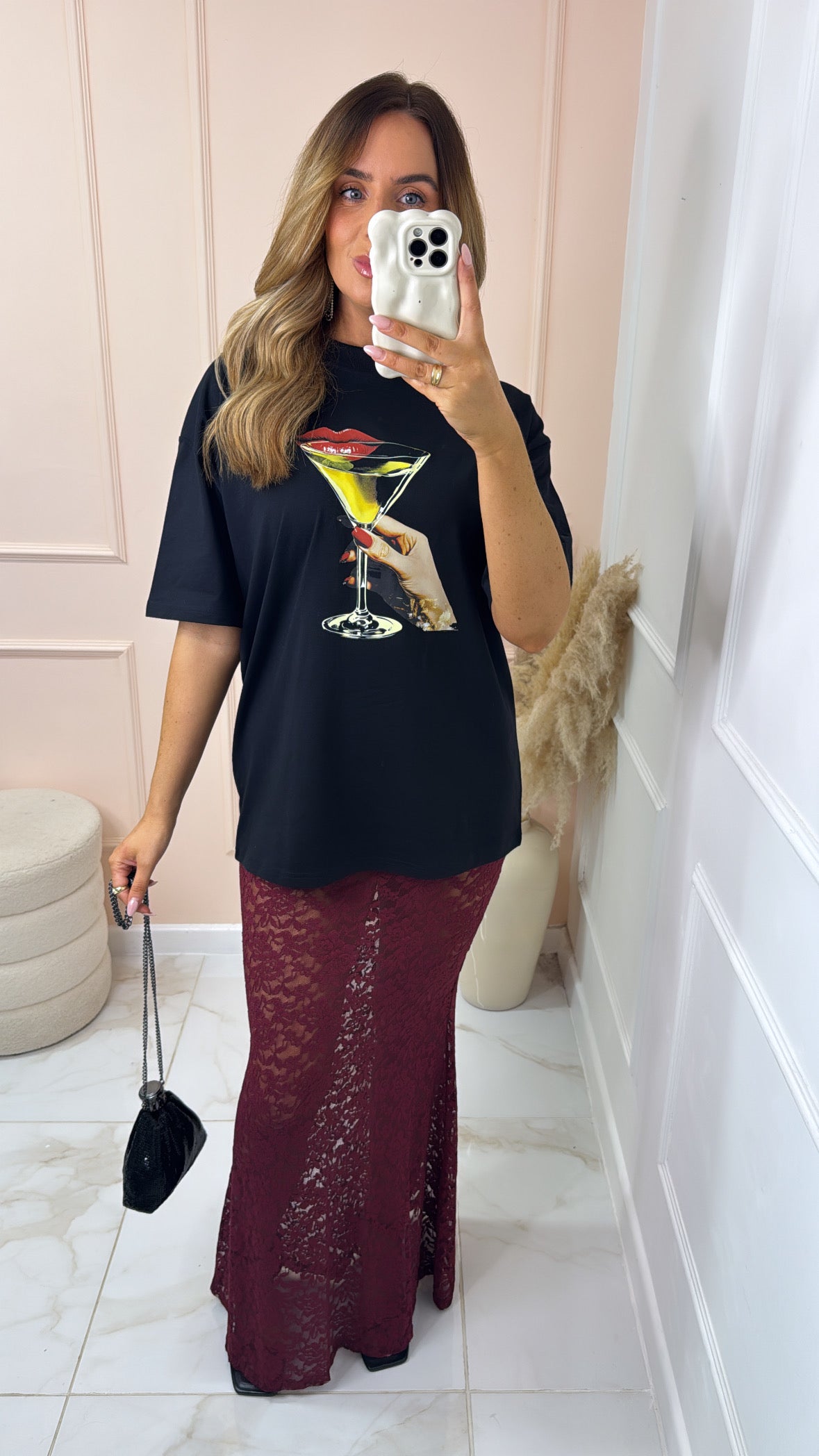 ANNAN black martini printed oversized t-shirt