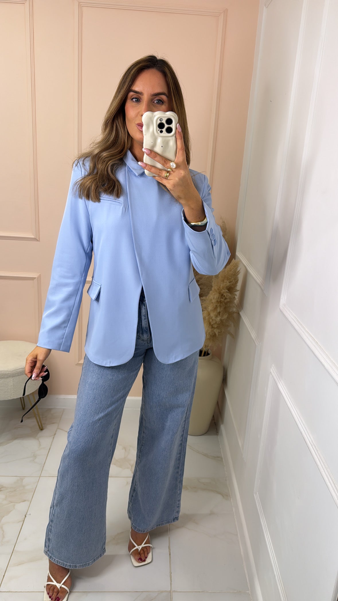 LOTTIE powder blue wrap over blazer