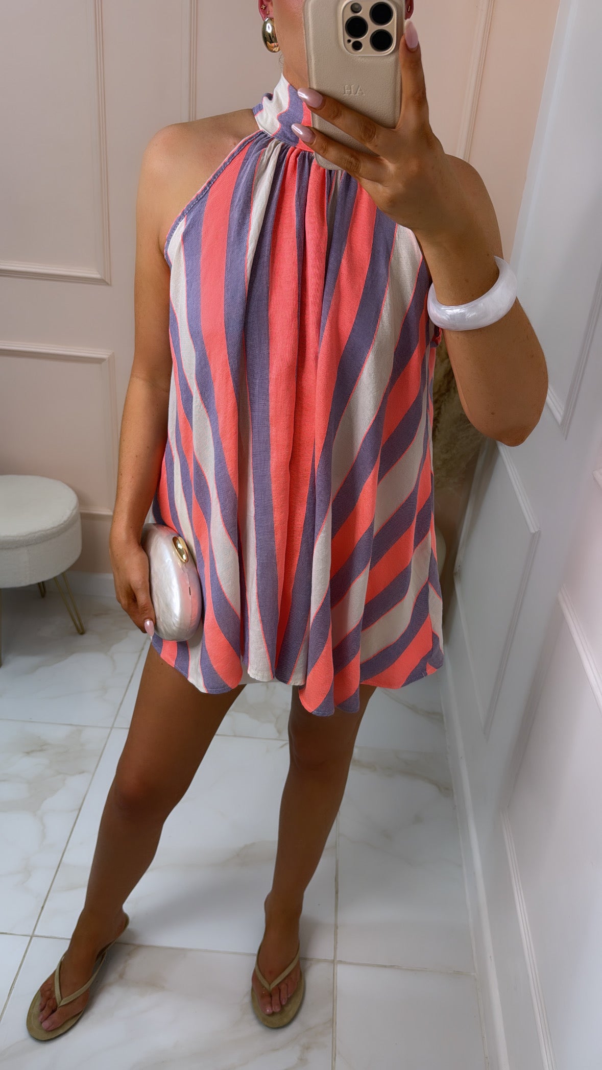 SIAN lilac stripe halter neck top