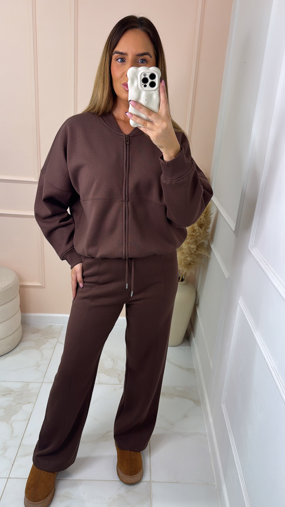 SHAUNA brown bomber lounge set