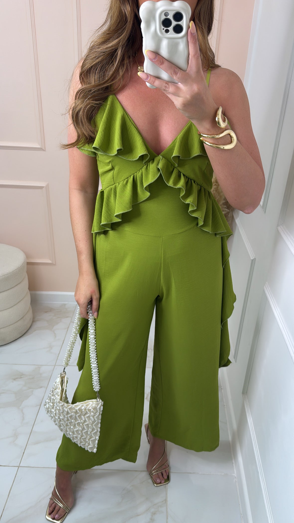 TANYA lime frill jumpsuit