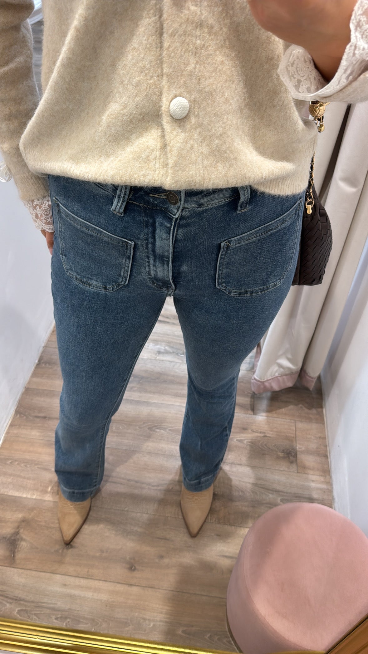 MISSY blue front pocket flared jeans