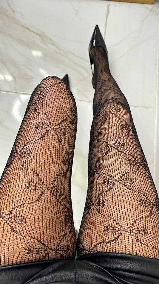 BELLA bow fishnet tights