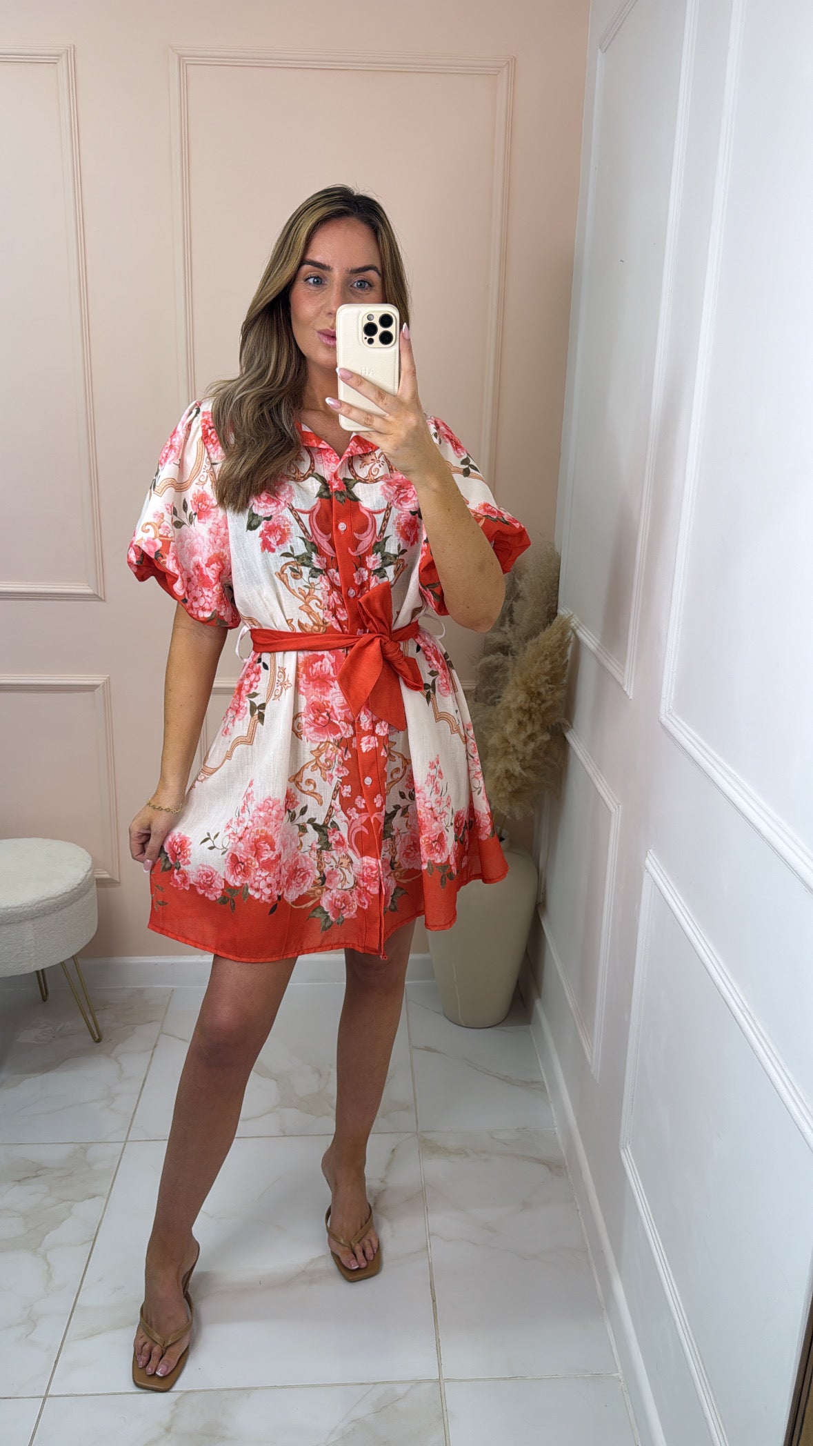 ERIN red floral puff sleeve dress
