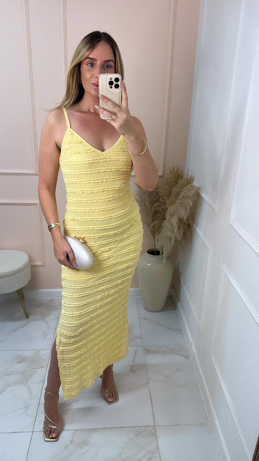 LOTTIE lemon textured maxi dress