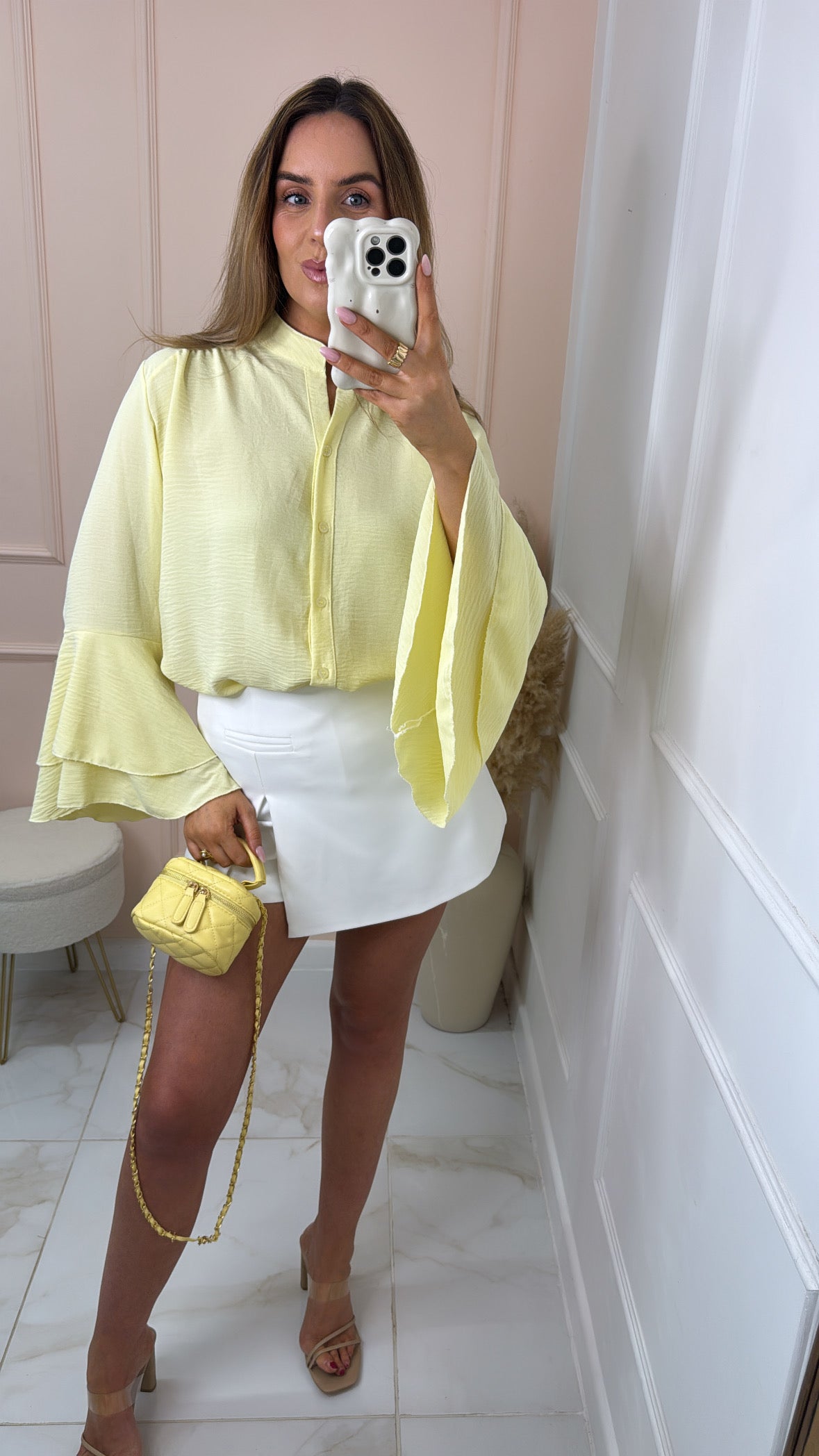 EMILIA lemon frill sleeve blouse
