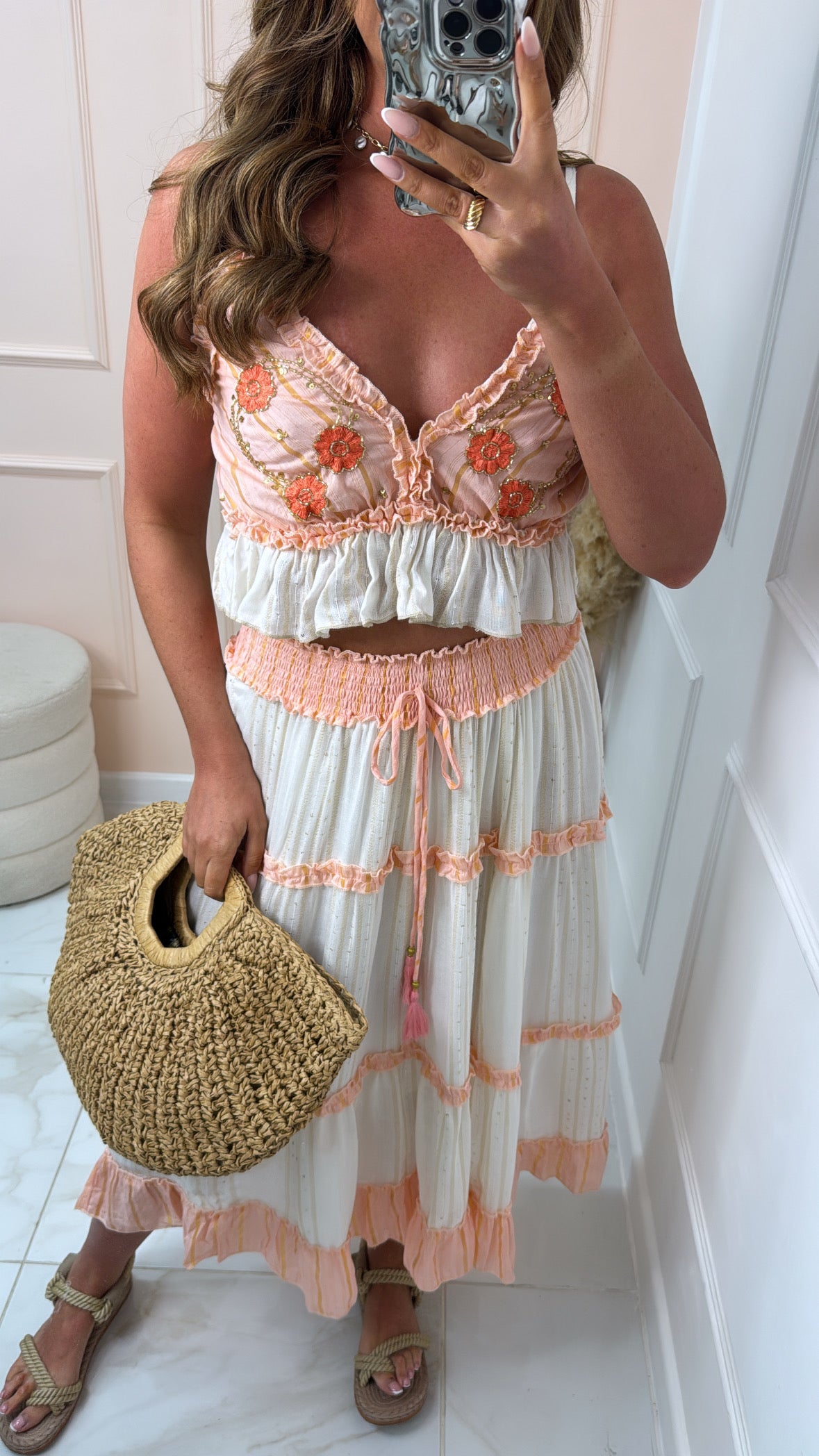 PHILLIPA pink gypsy skirt co-ord
