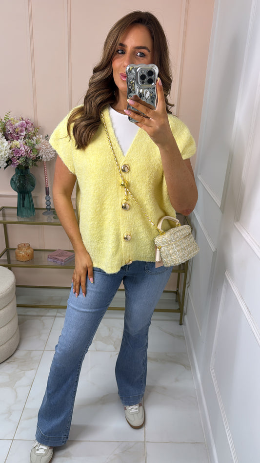 KYLIE lemon button front knitted tank