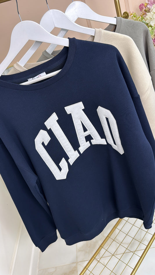 CIAO navy embroidered oversized sweater