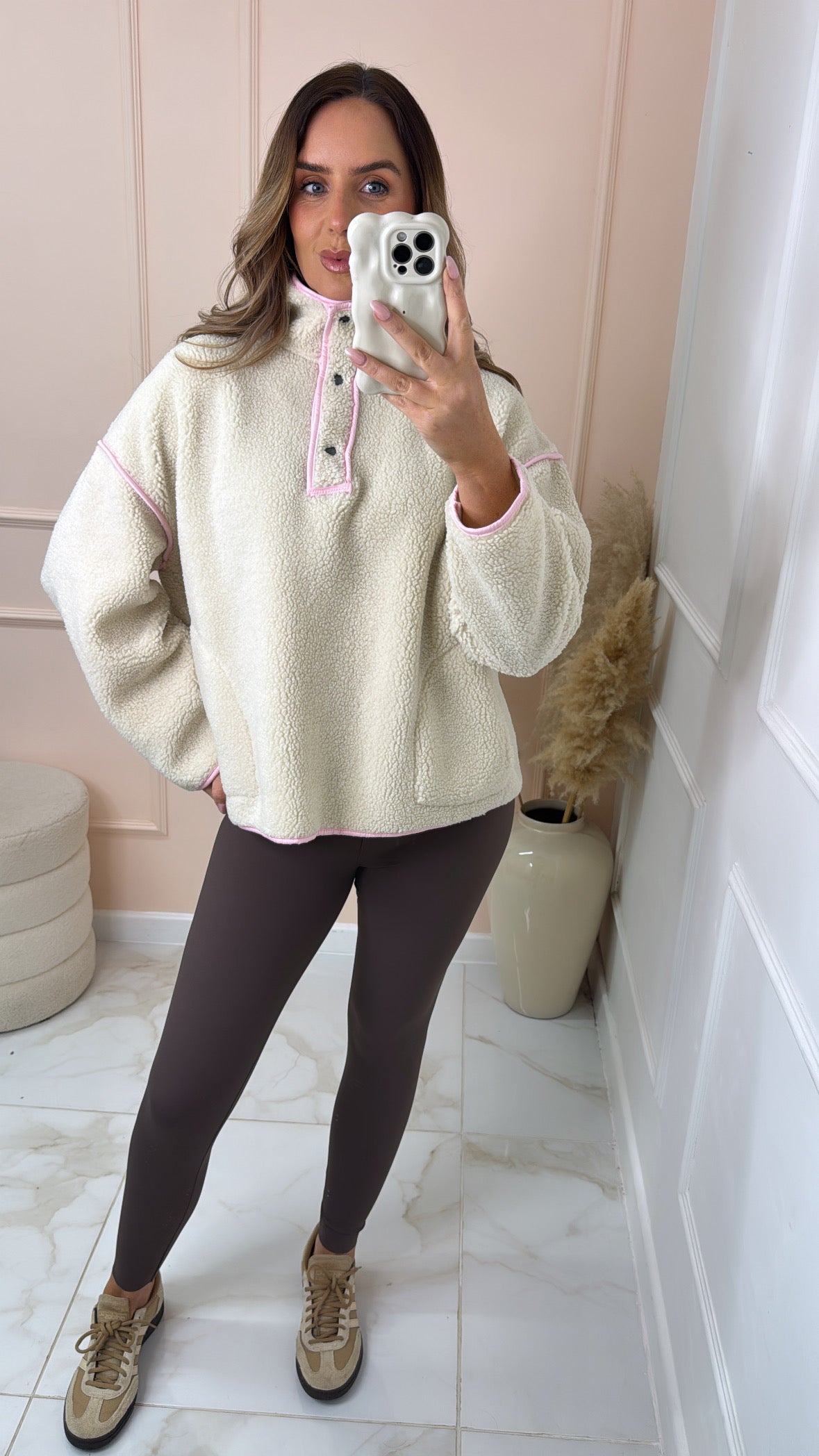 IZZY beige & pink teddy jacket