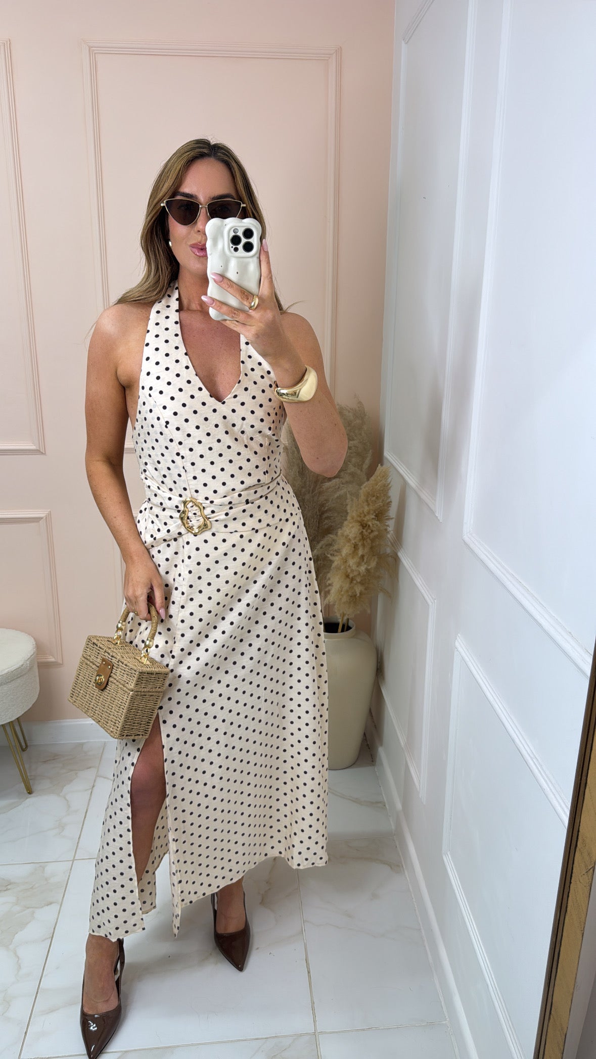 ALICE beige wicker box bag