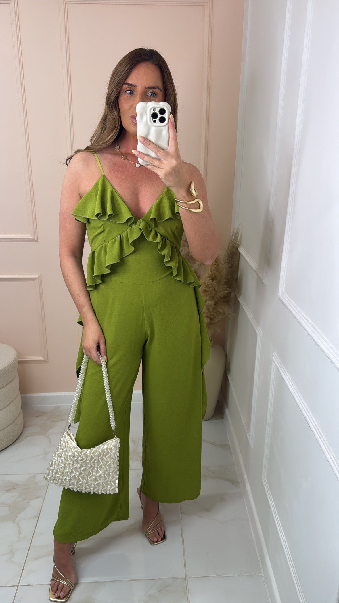 TANYA lime frill jumpsuit
