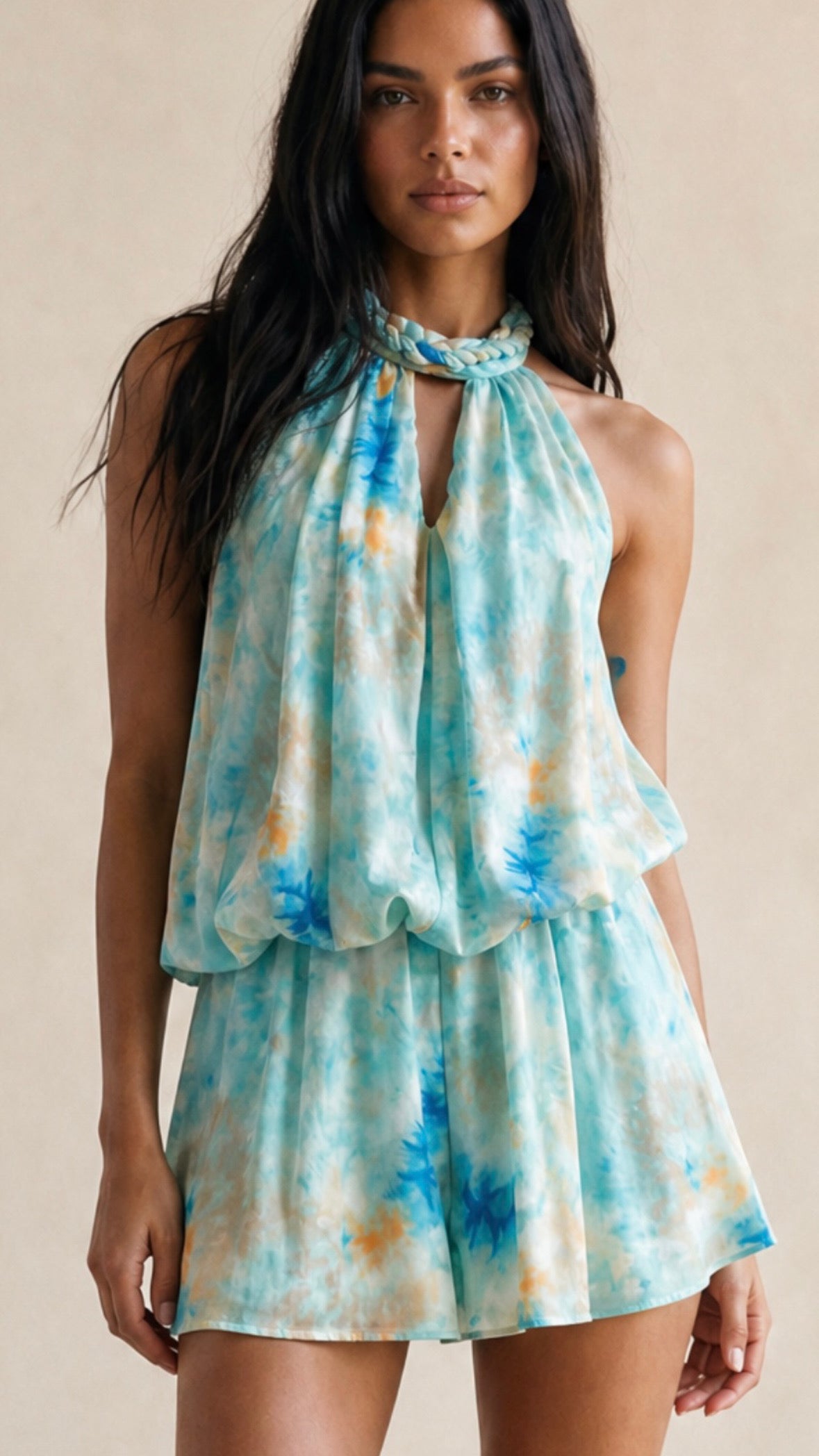 MIA turquoise tie dye playsuit