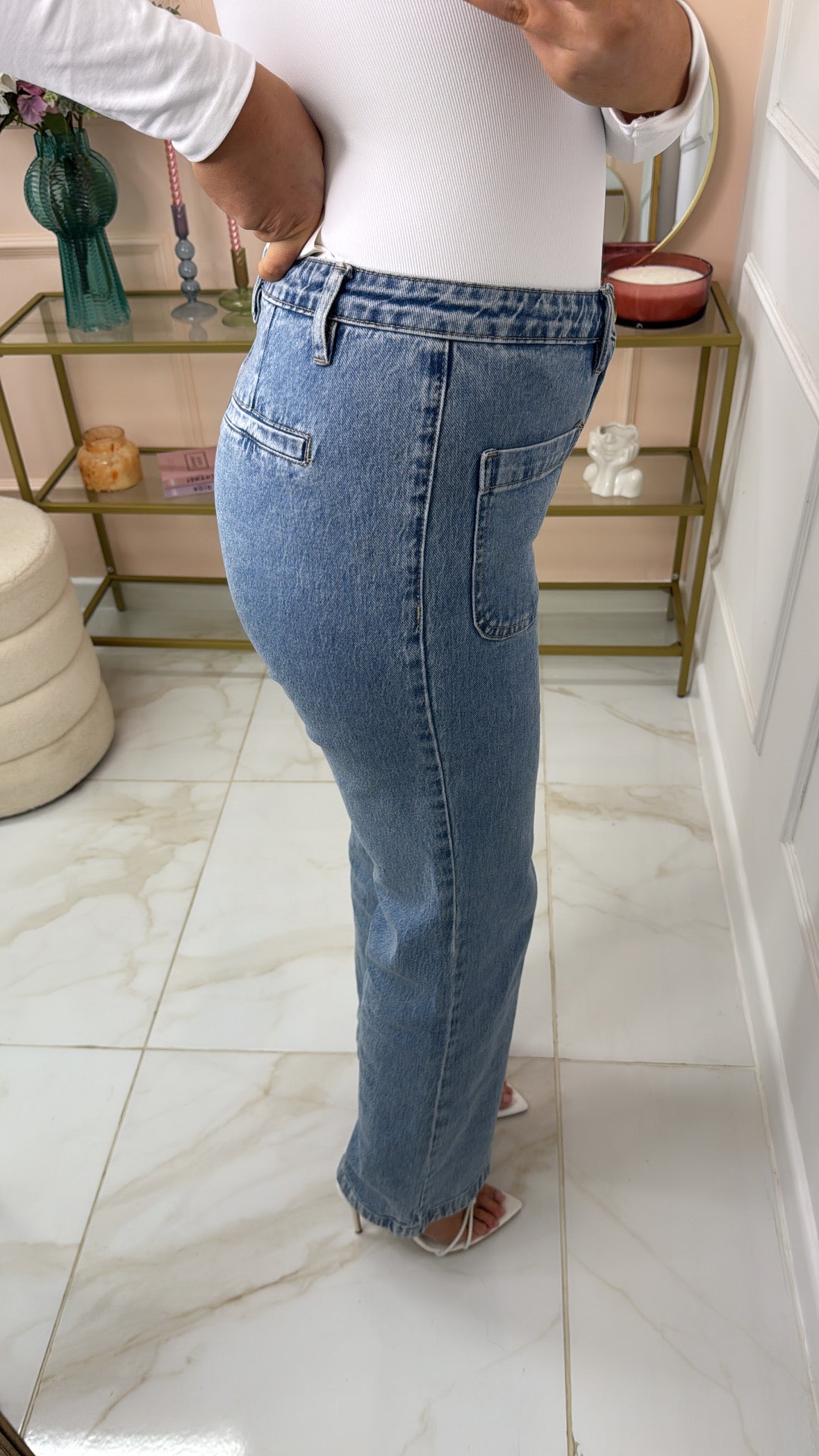 NADA light wash pocket detail flare jeans
