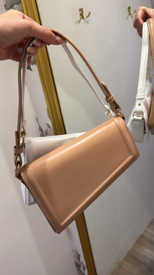 LOLA beige asymmetric grab bag