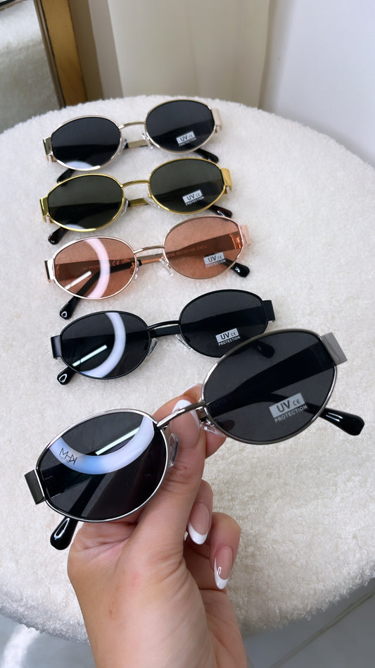 MADDIE silver oval metal frame sunglasses