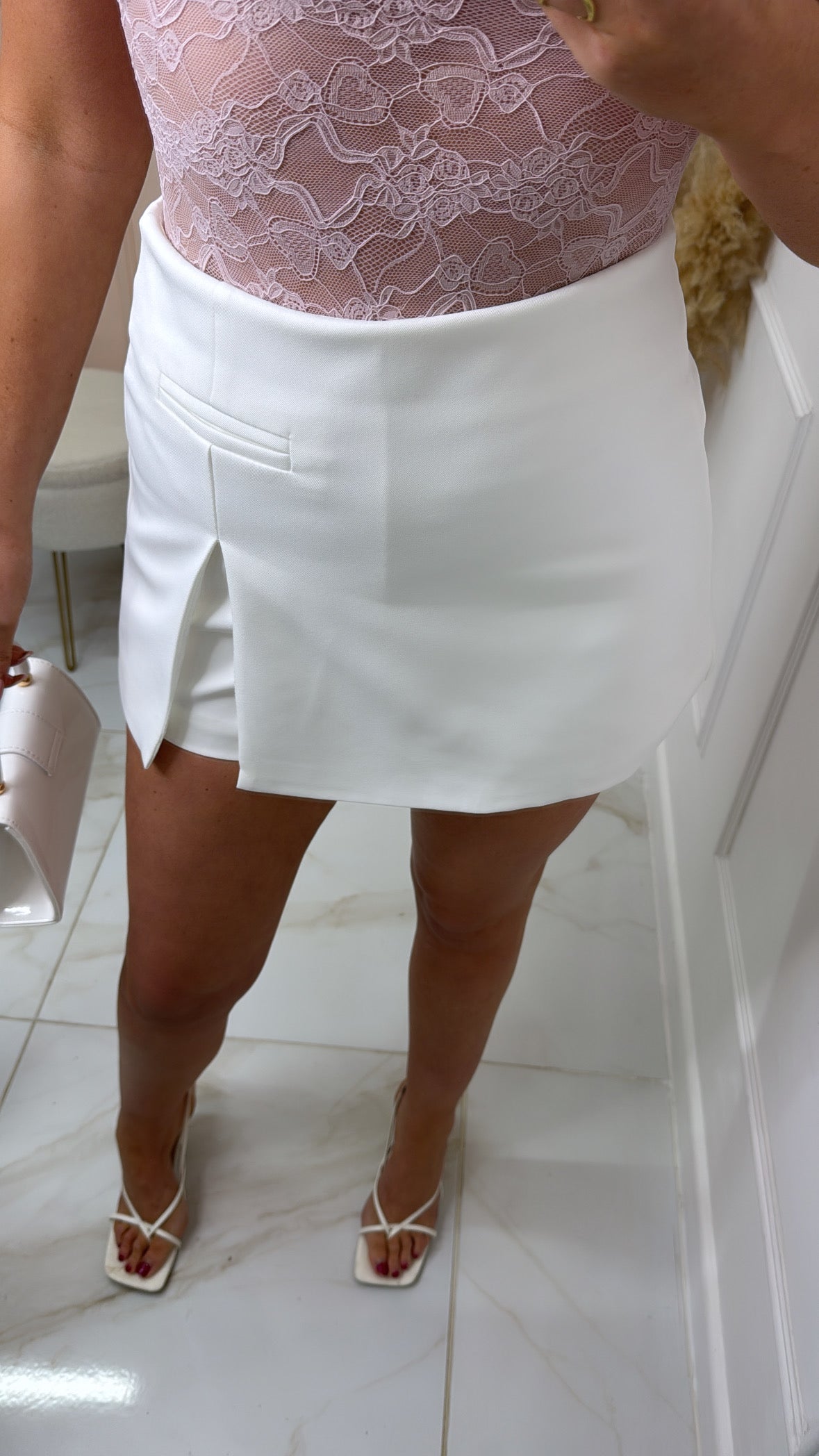 LACEY white tailored skort