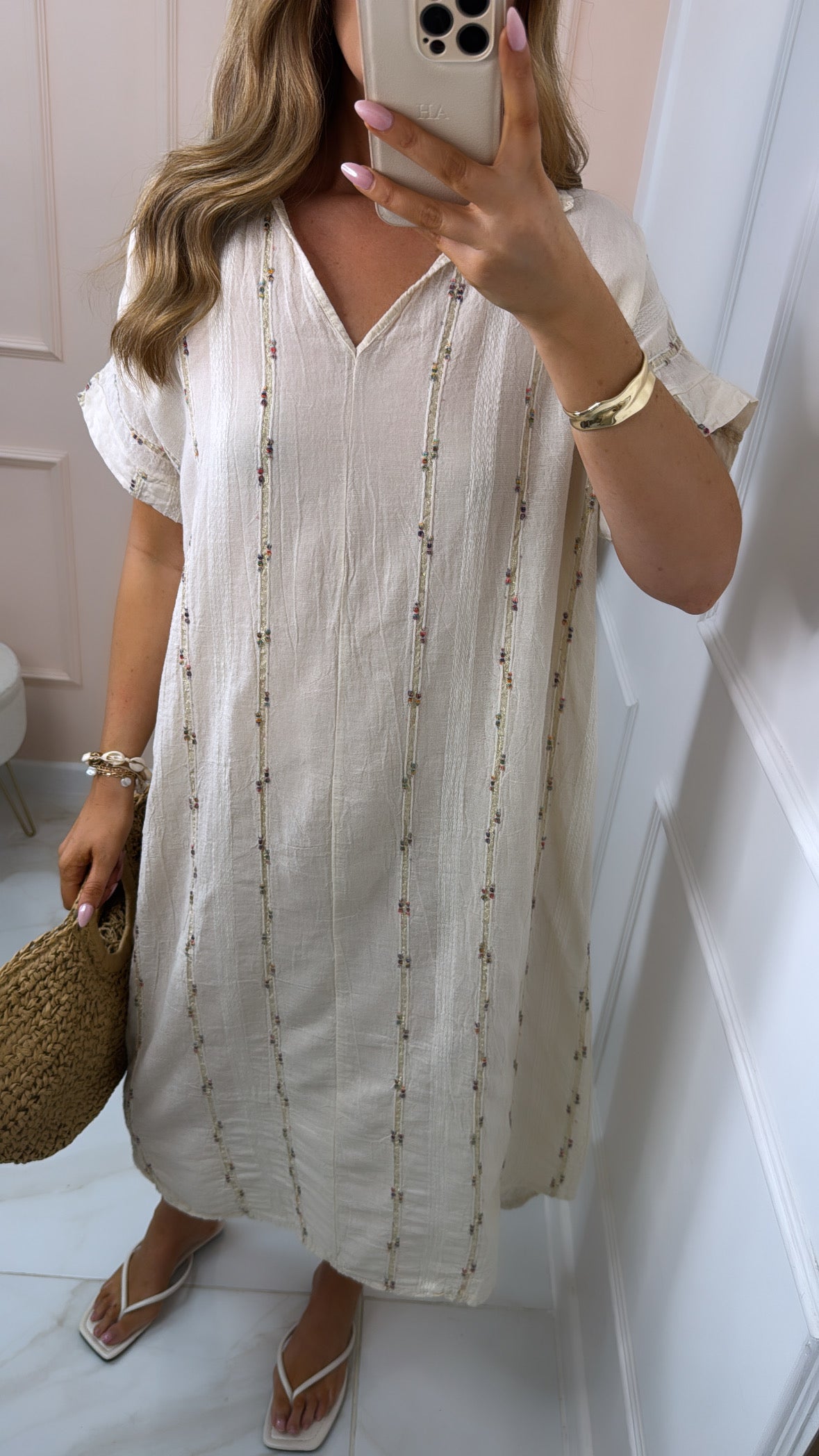 IYLA beige cheesecloth tunic summer dress