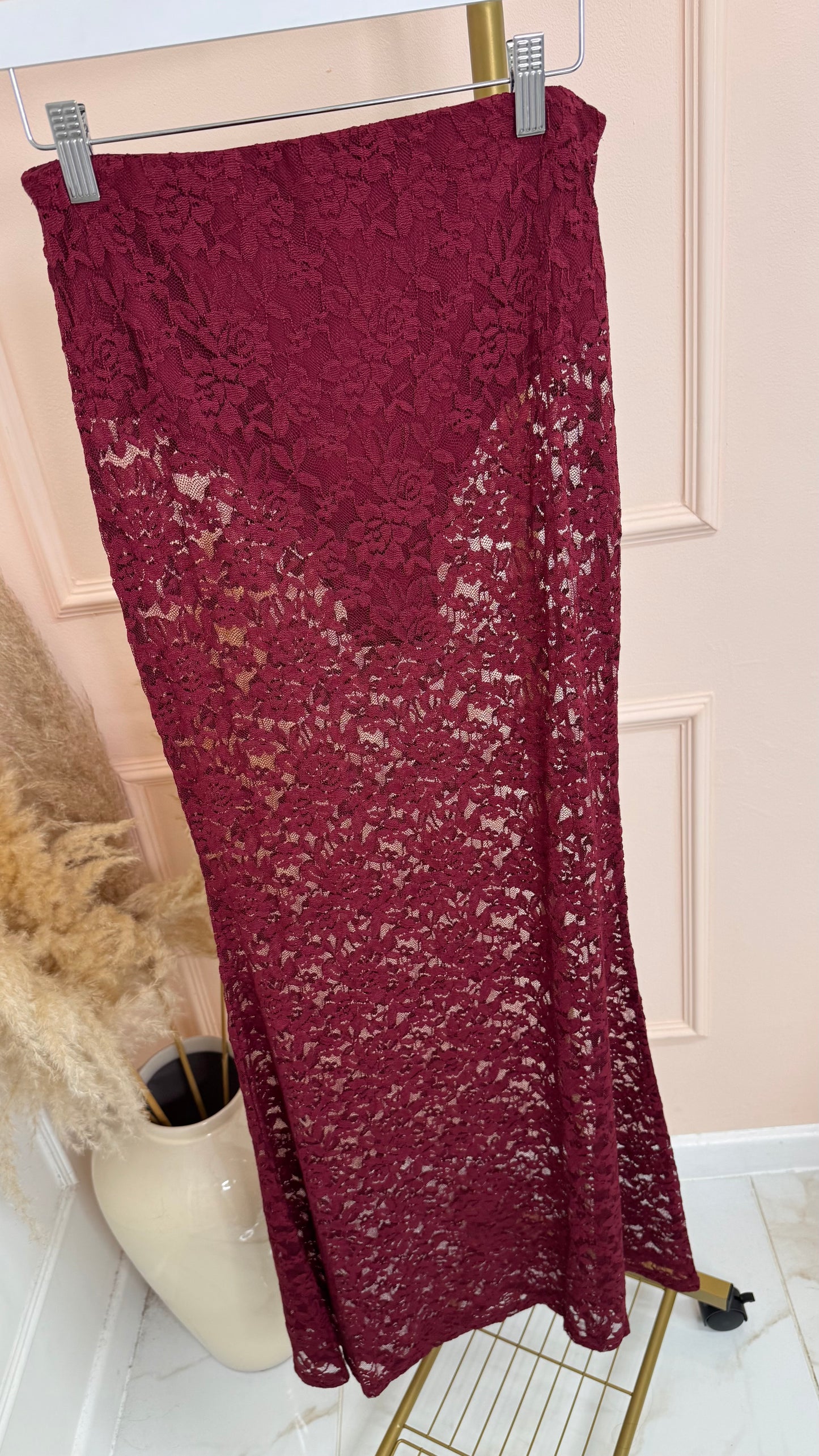 IZZY burgundy lace knicker maxi skirt