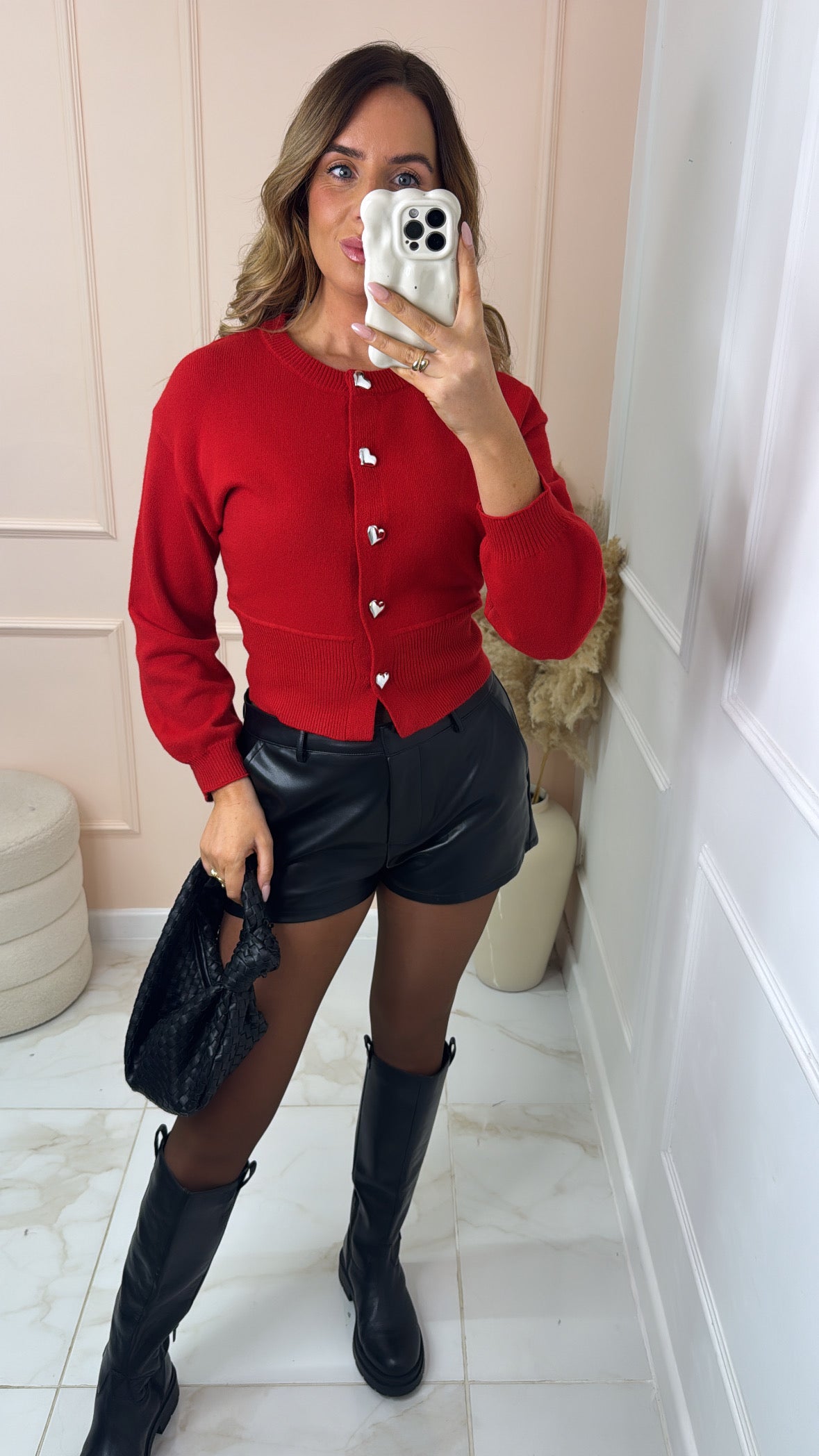 TILLY red heart button cardigan