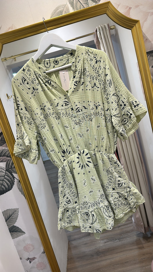 NADA lime bandana print playsuit