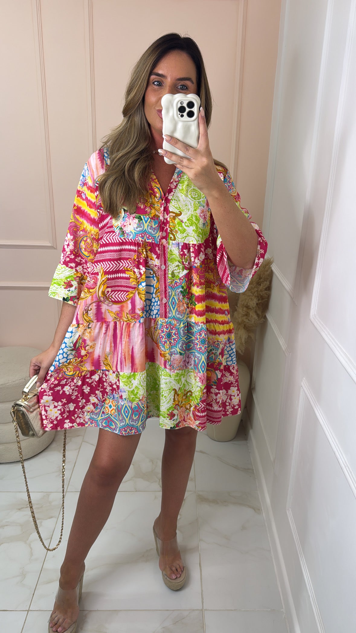 MARTHA pink paisley smock dress