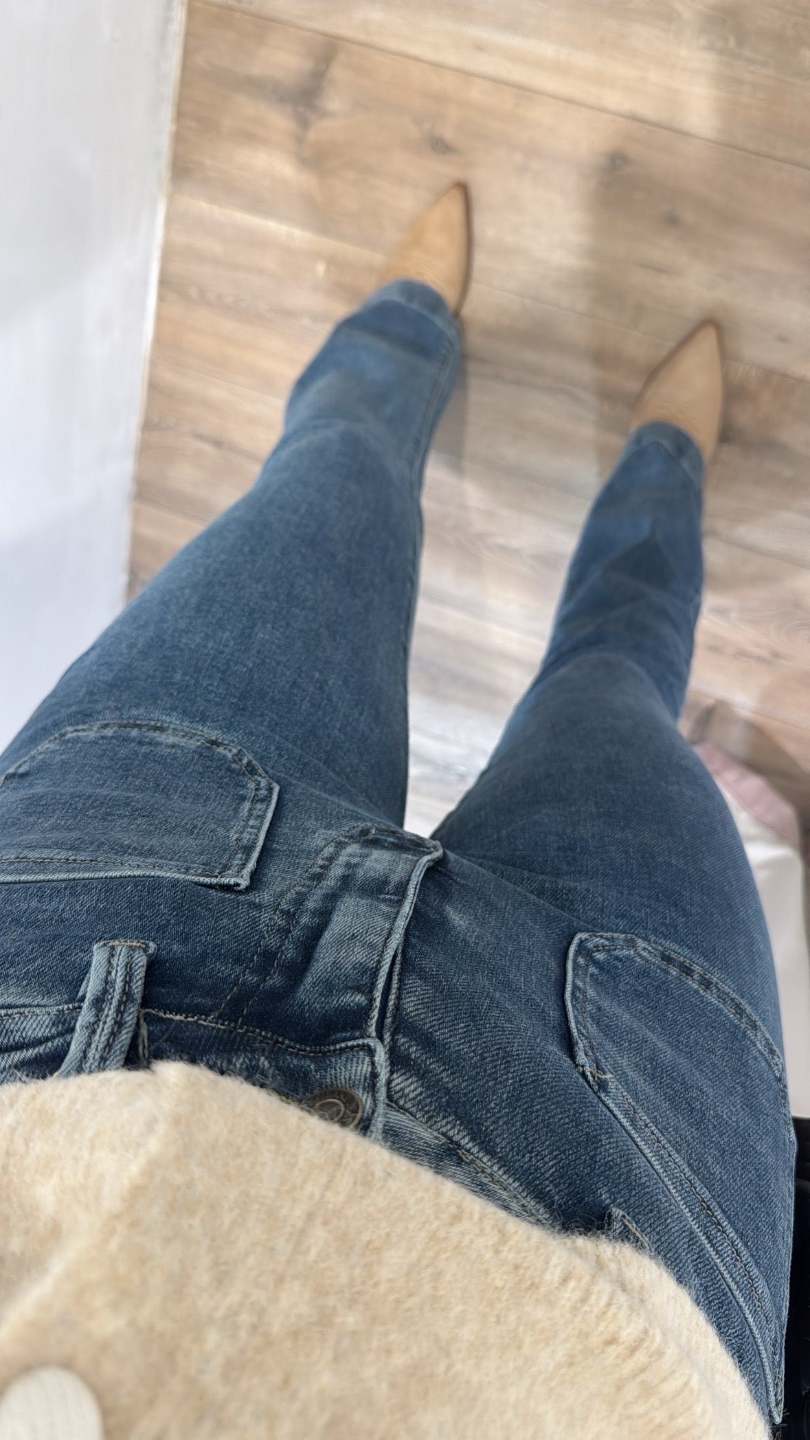 MISSY blue front pocket flared jeans